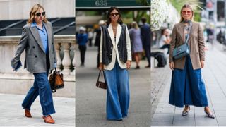 influencers showing how to style wide-leg jeans with a blazer