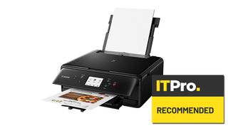 Best all-in-one printers: A photograph of the Canon Pixma TS6250, overlaid with the IT Pro Recommended Award logo