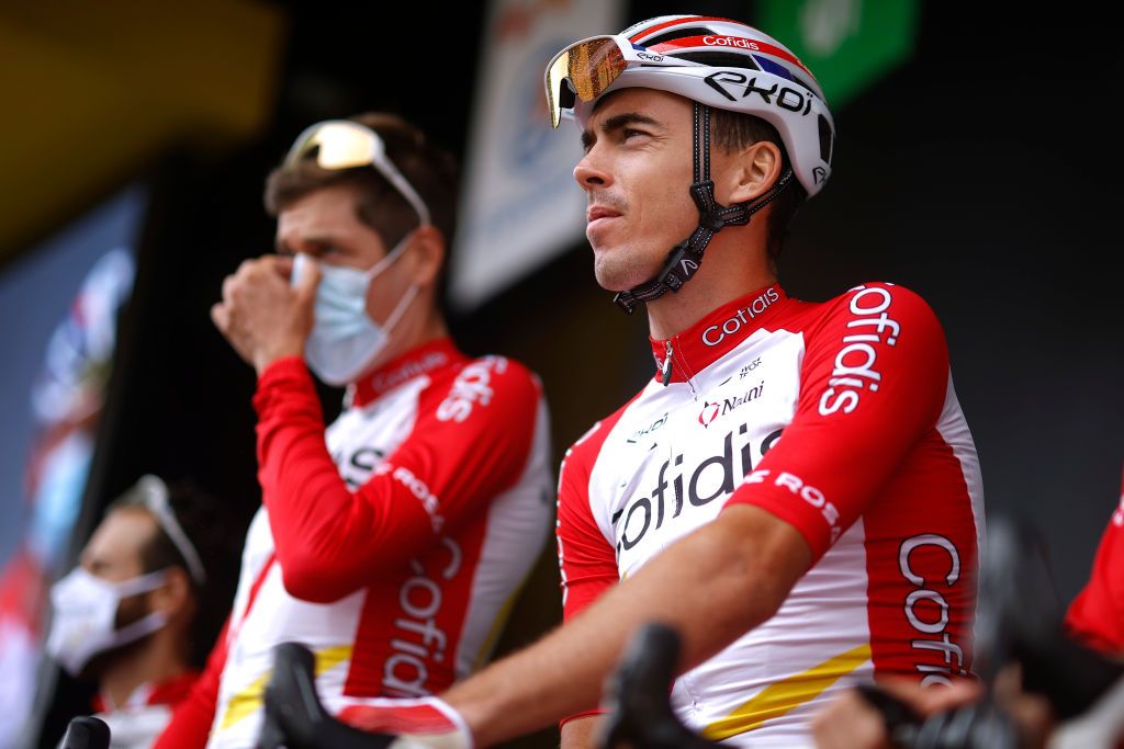 SAINTLARYSOULAN COL DU PORTET FRANCE JULY 14 Christophe Laporte of France and Team Cofidis at start during the 108th Tour de France 2021 Stage 17 a 1784km stage from Muret to SaintLarySoulan Col du Portet 2215m LeTour TDF2021 on July 14 2021 in SaintLarySoulan Col du Portet France Photo by Chris GraythenGetty Images