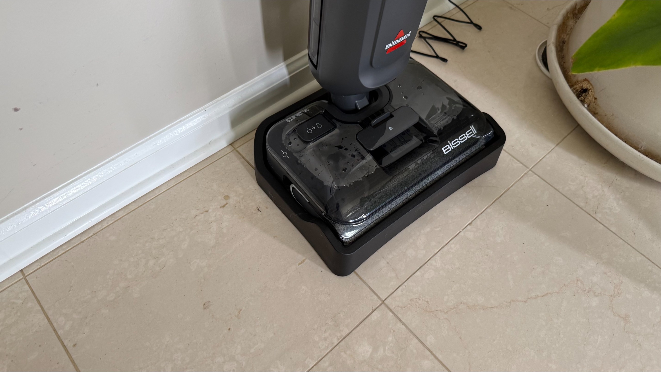 The clean water tank on the Bissell CrossWave Reach Plus sit atop the floorhead.