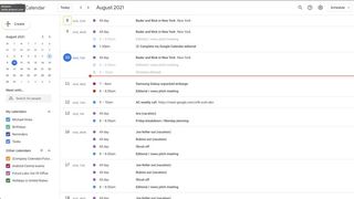 Google Calendar Agenda View screenshot