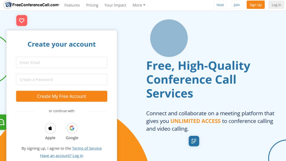 FreeConferenceCall website screenshot (January 2026).