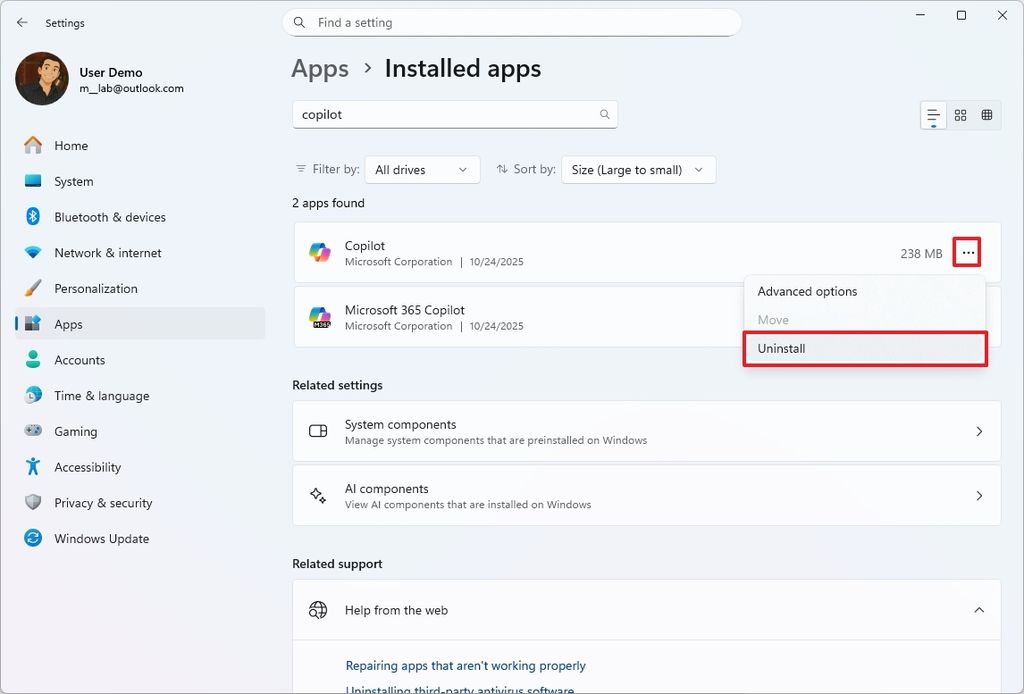 Windows 11 uninstall Copilot