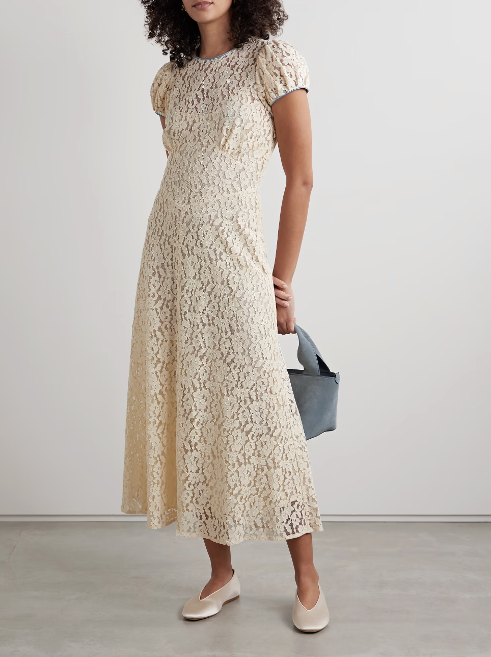 D&amp;Ocirc;EN, Katarina Satin-Trimmed Corded Lace Midi Dress