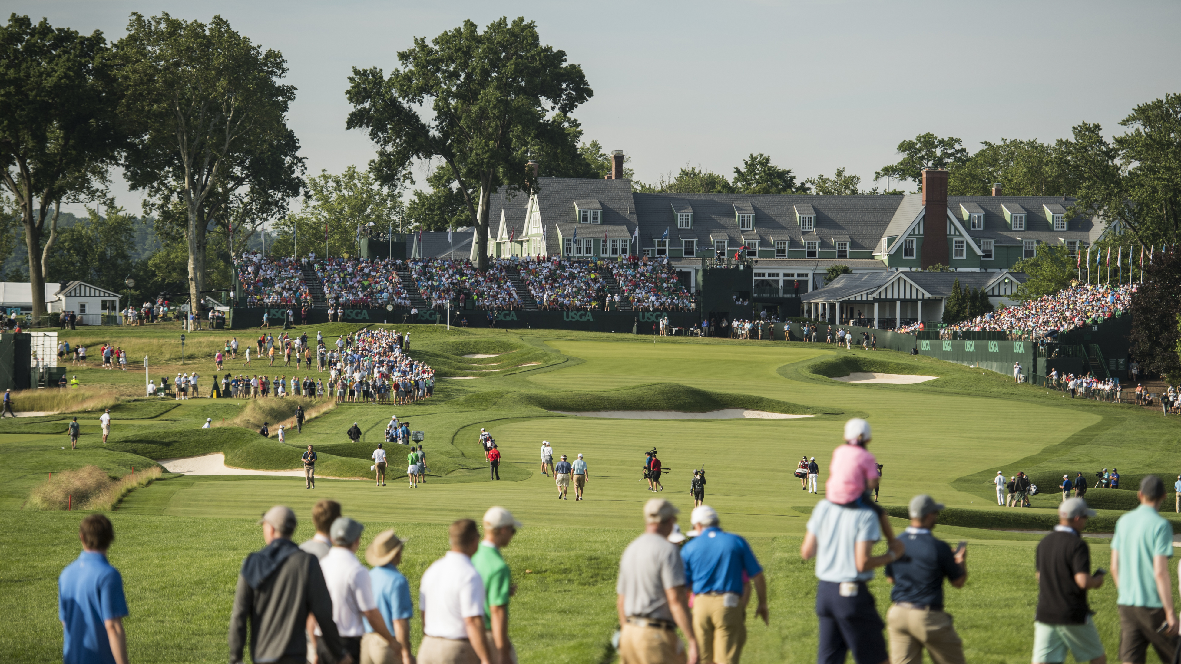 A general view down the 18th hole at Oakmont Country Club in 2016