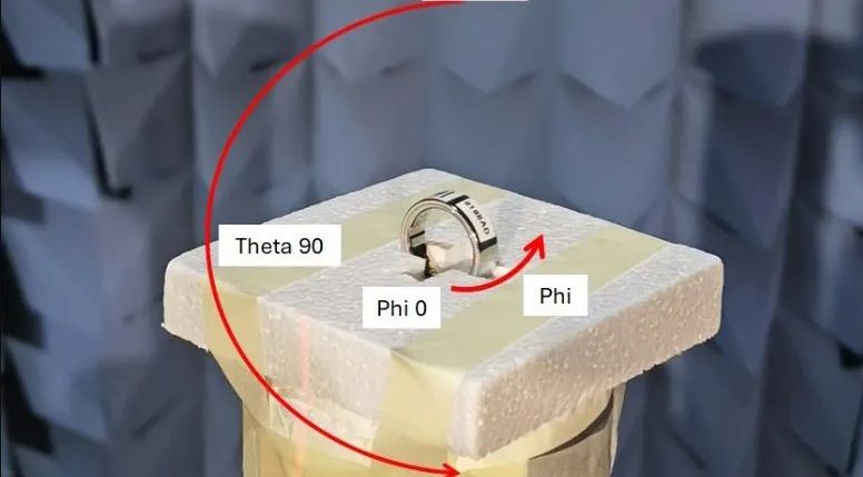 The Oura Ring 4 in a certification listing image set in a mold.