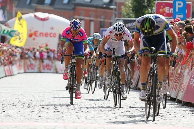 Daryl Impey (Orica-GreenEdge) leads the chasers to the line