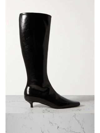 + Net Sustain the Slim Crinkled Patent-Leather Knee Boots