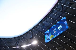 The scoreboard at the Allianz Arena ahead of the Champions League final between PSG and Inter