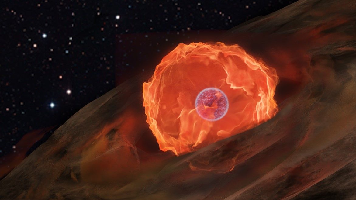 An artist&#039;s impression of a white dwarf nova.