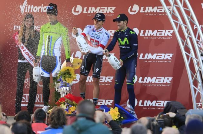 The podium at the 2014 Strade Bianche
