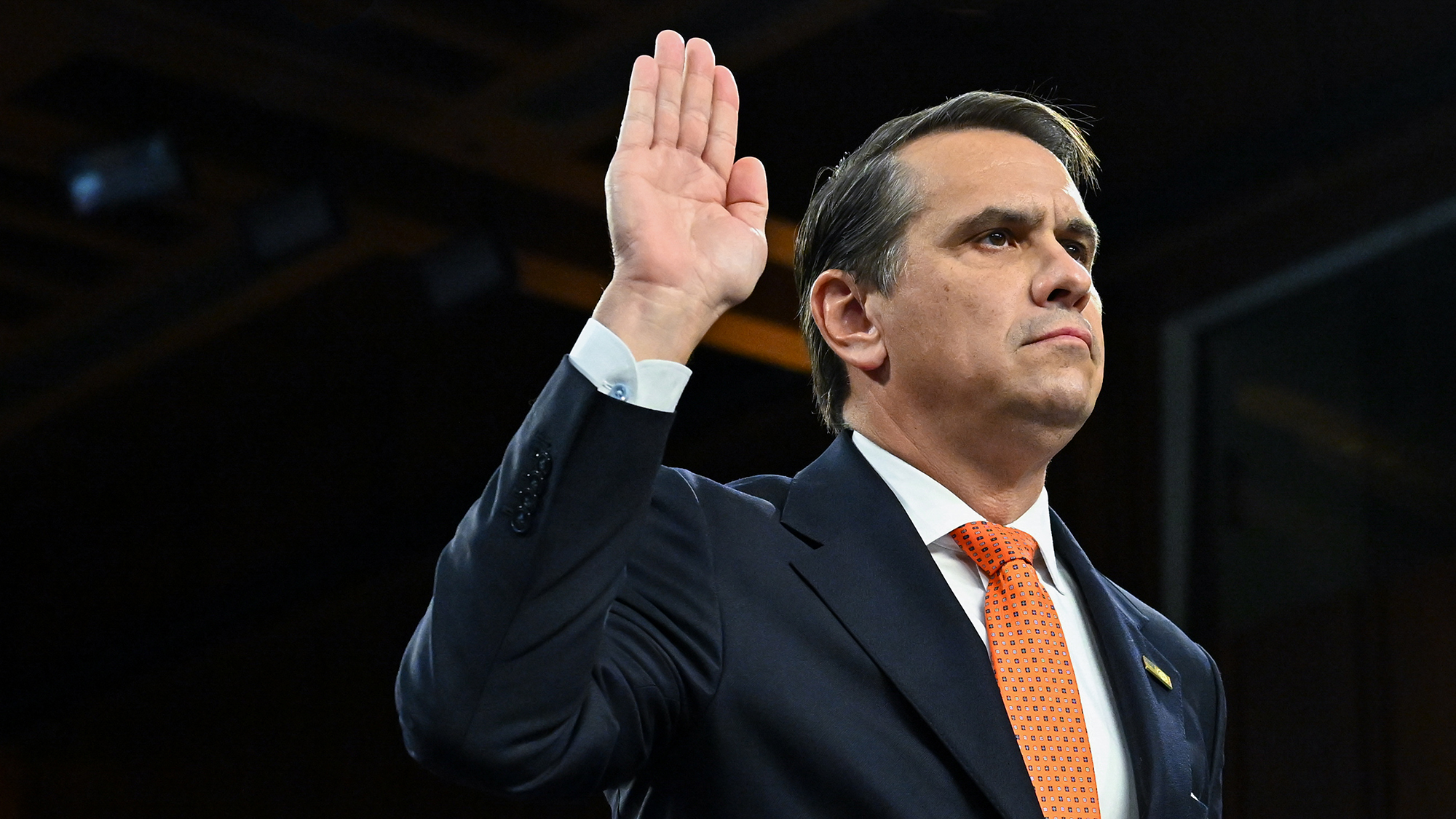 Todd Blanche, acting US attorney general, is sworn in during a Senate Judiciary Committee confirmation hearing in Washington, DC