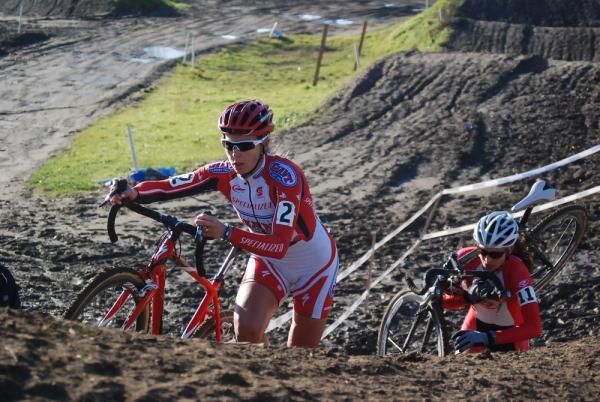 Meredith Miller on the run up with Wendy Simms.