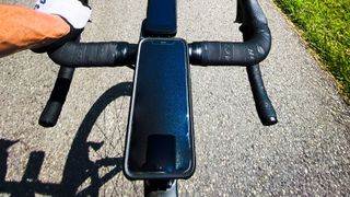 Chris Froome's bike cockpit, proving he's been riding on a bike with rim brakes