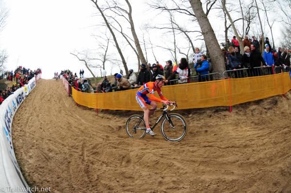 Mike Teunissen (Netherlands) racing in the top ten on a long sandy section