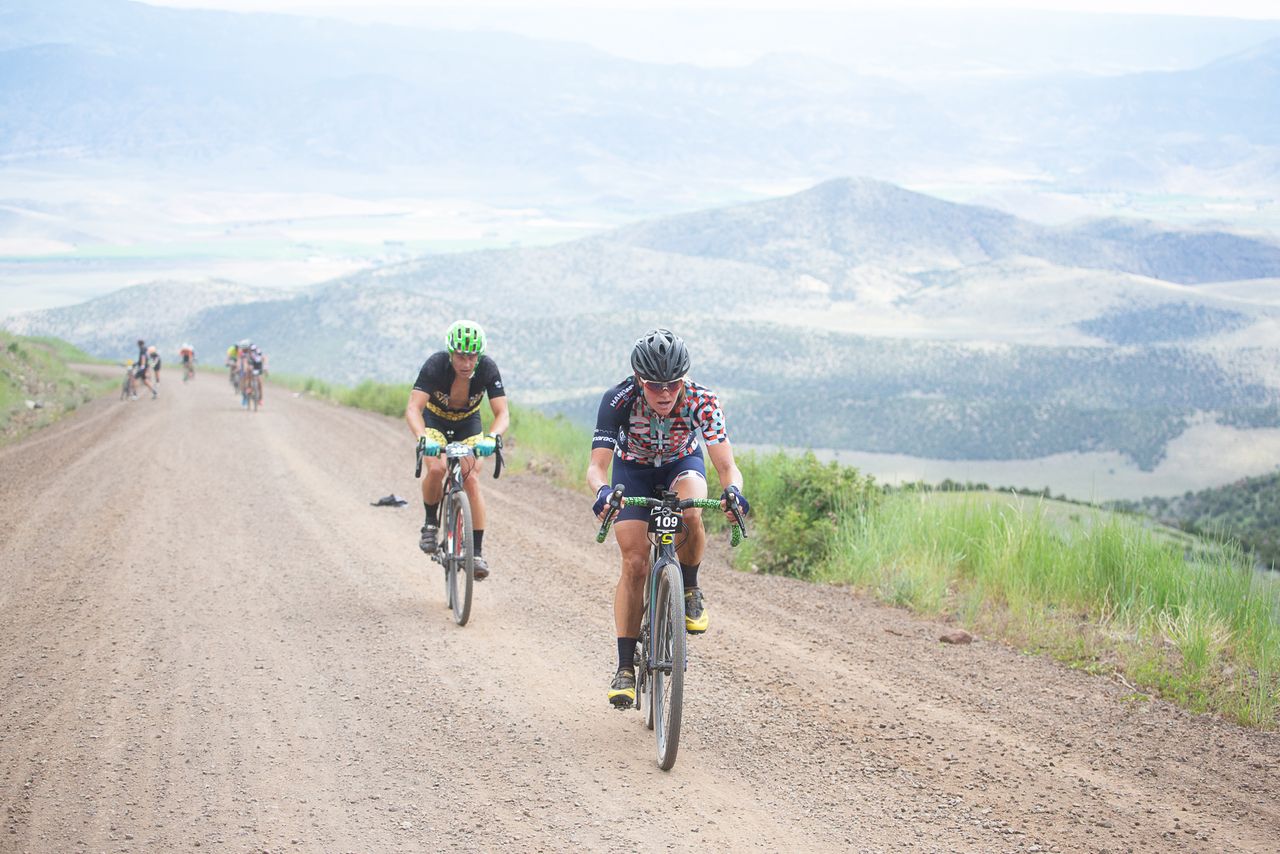 Amy Charity pushes hard up the Col D' Crush. Amy finished her first Crusher in 4th place.