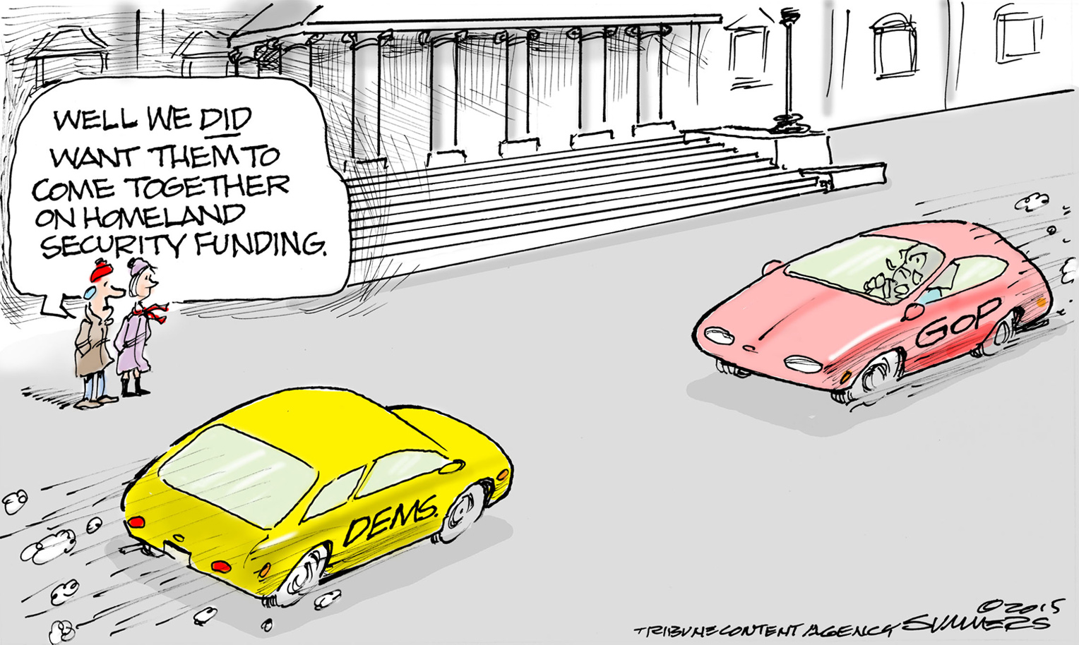Political cartoon GOP Democrats funding