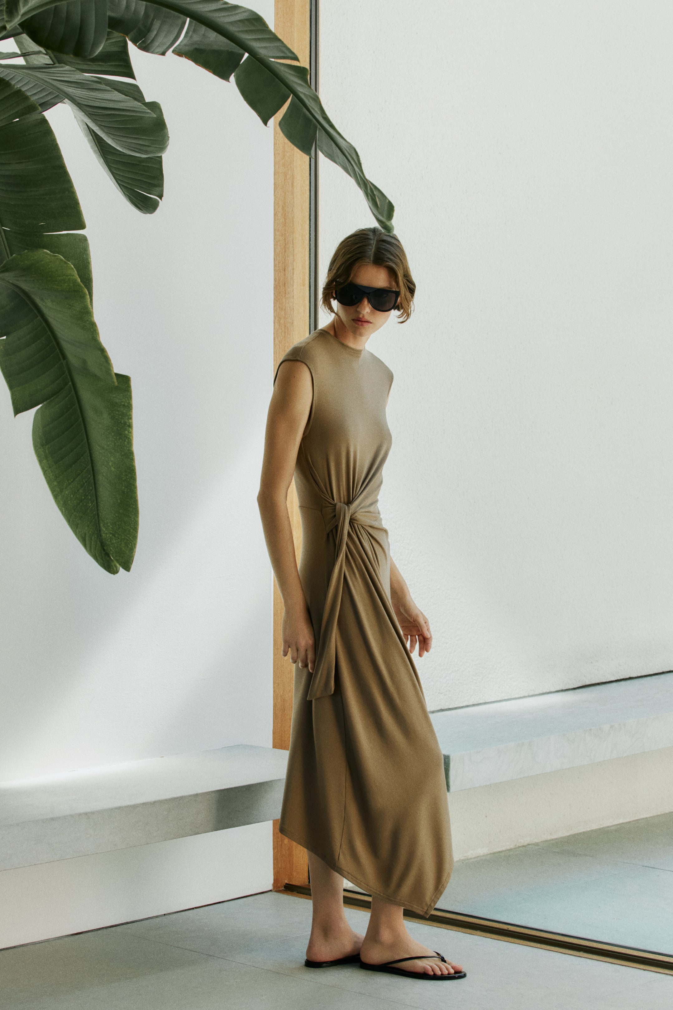 Asymmetric Tie-Detail Dress