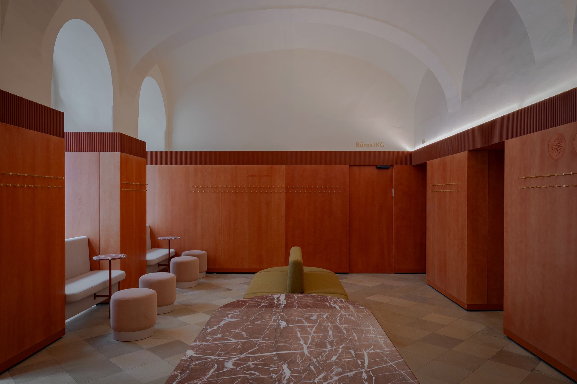 interior of restored Viennese synagogue, decorative and luxuriously detailed