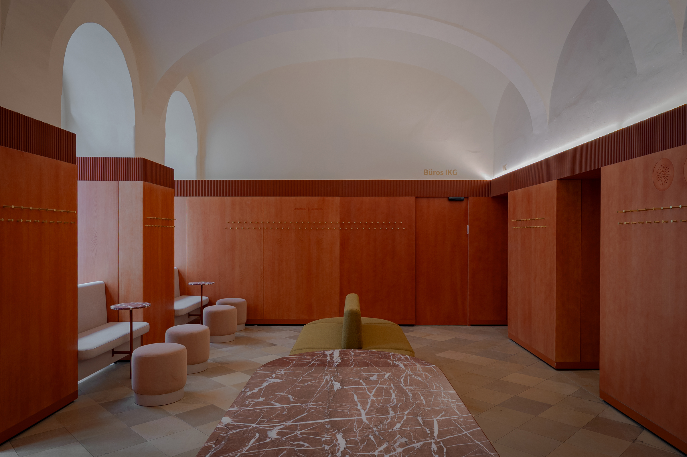 interior of restored Viennese synagogue, decorative and luxuriously detailed