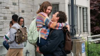 From left to right: Ella Bright being picked up by Belmont Cameli. 