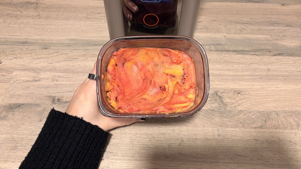 Sorbet made using the Tribest Slowstar AI Vertical Hopper Juicer