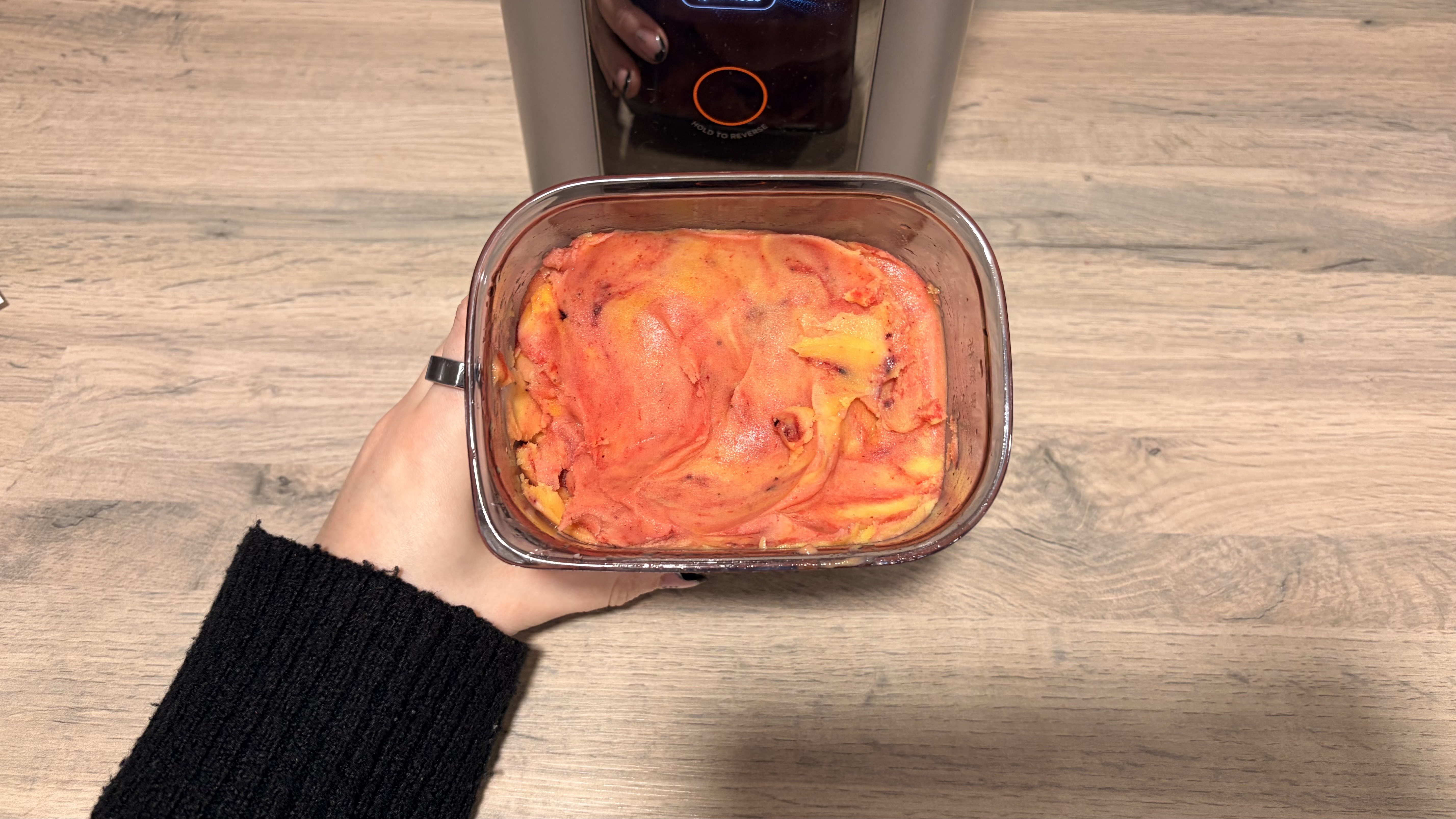 Sorbet made using the Tribest Slowstar AI Vertical Hopper Juicer