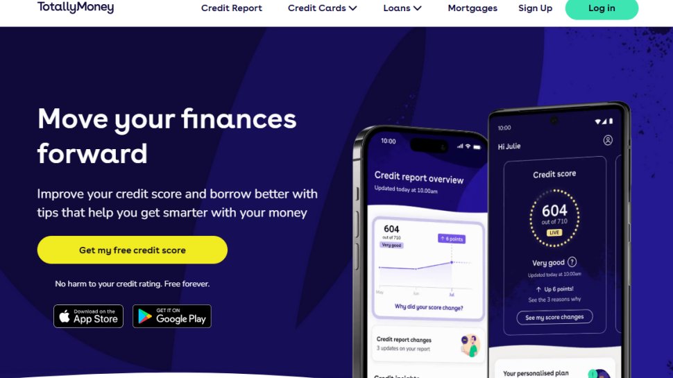 Website screenshot of TotallyMoney (August, 2025)