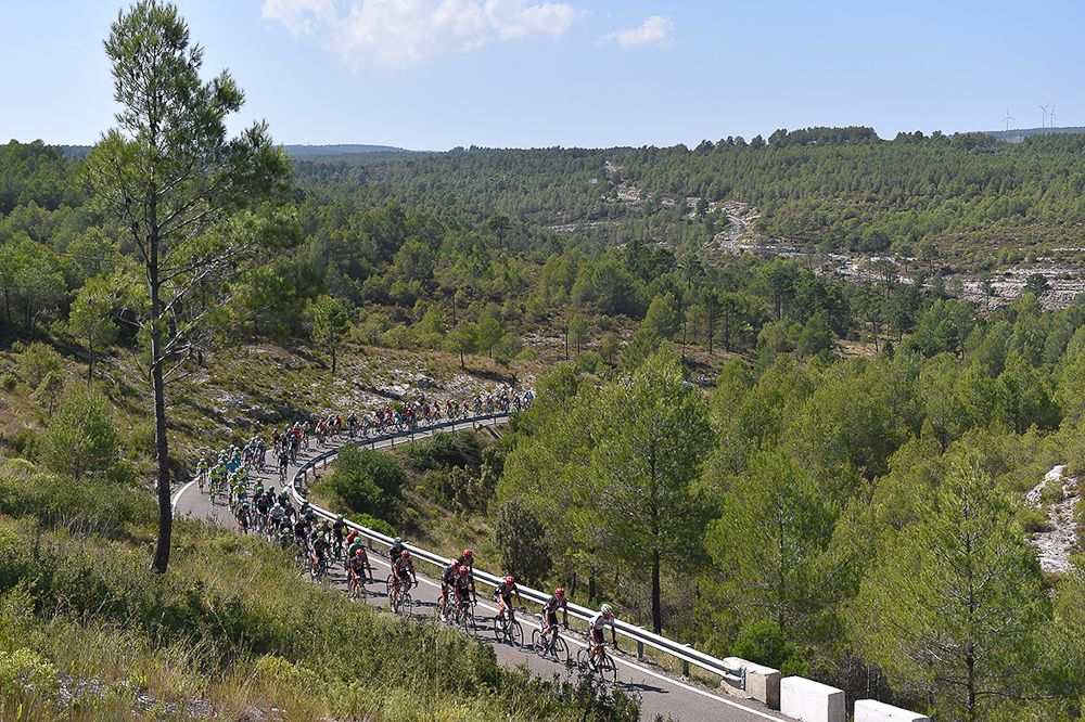The peloton in action during stage 18 at the Vuelta.