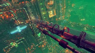 A massive cyberpunk city at the bottom of the ocean.