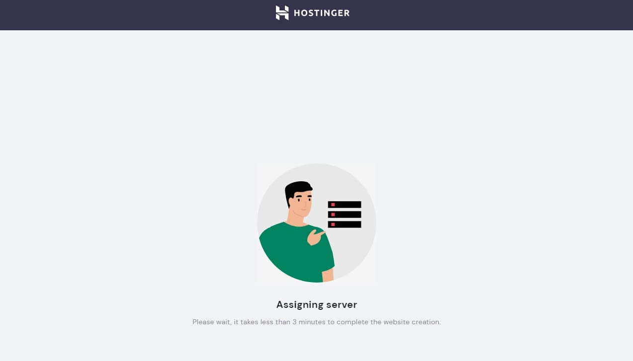 Hostinger's holding page during setup