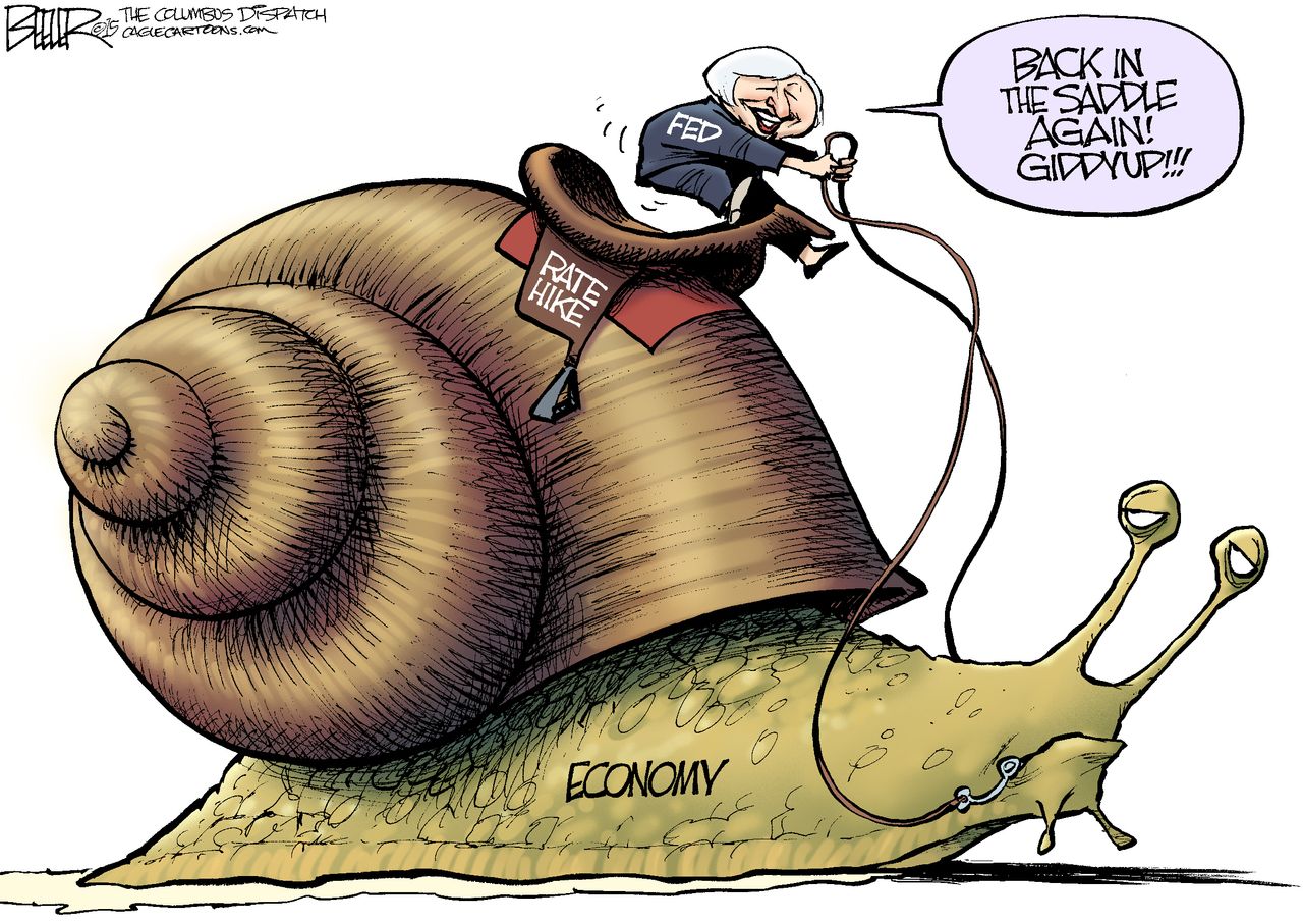 Editorial cartoon Fed Rate Hike Economy