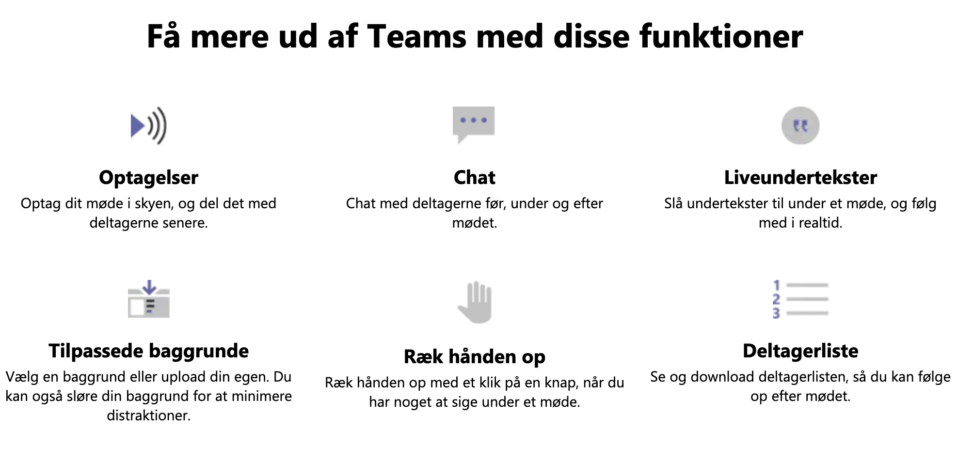 Microsoft Teams funktioner