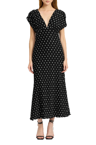 En Saison Darlene Polka Dot Flutter Sleeve Dress (Was $136)