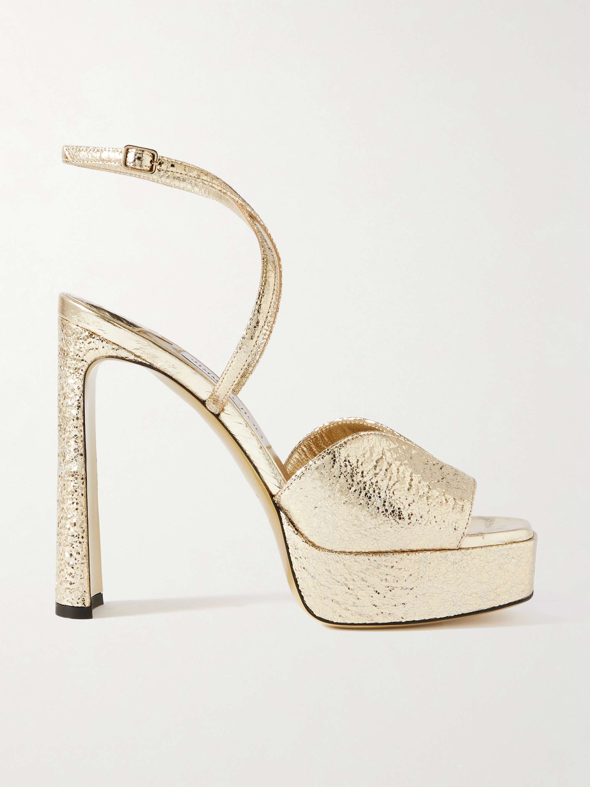 Karli 125 Metallic Textured-Leather Platform Sandals