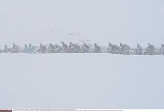 The Giro d'Italia headed through wintry weather on the high passes of the Gavia and Stelvio