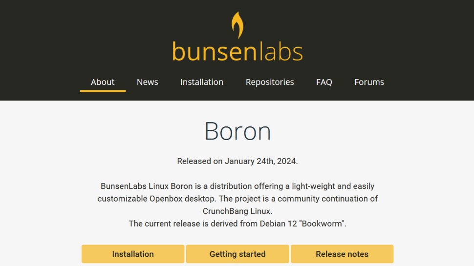 BunsenLabs website screenshot (September 2025).