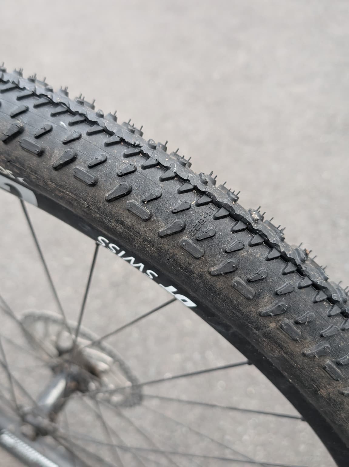 Close up of Schwalbe G-One RX tyre tread