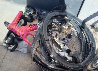 A photo purportedly of Andrey Amador's bike after the incident