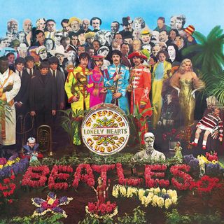 Cover of Sgt Pepper, featuring the Beatles and a huge cast of celebrities