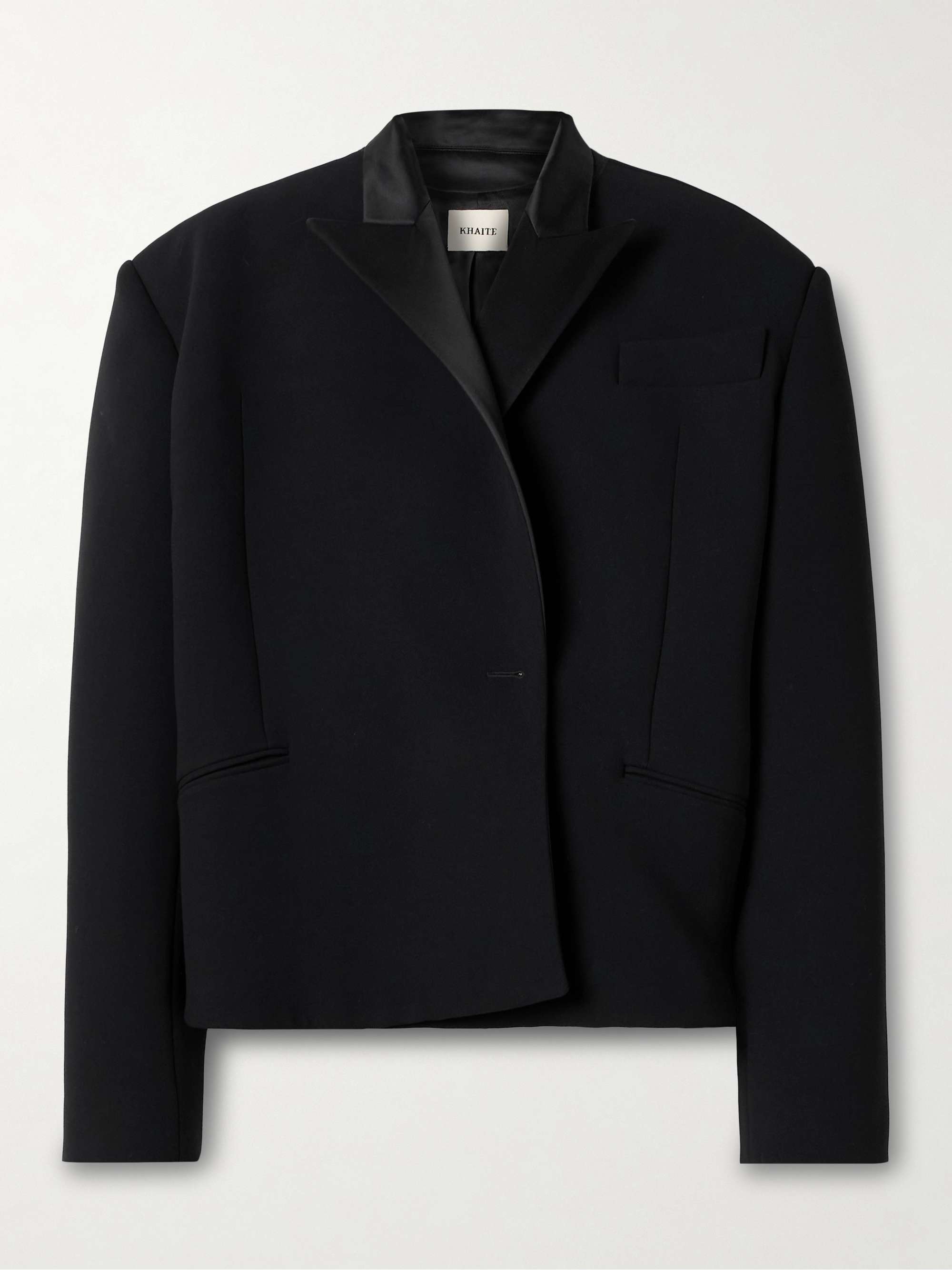 Comair Cropped Satin-Trimmed Crepe Blazer