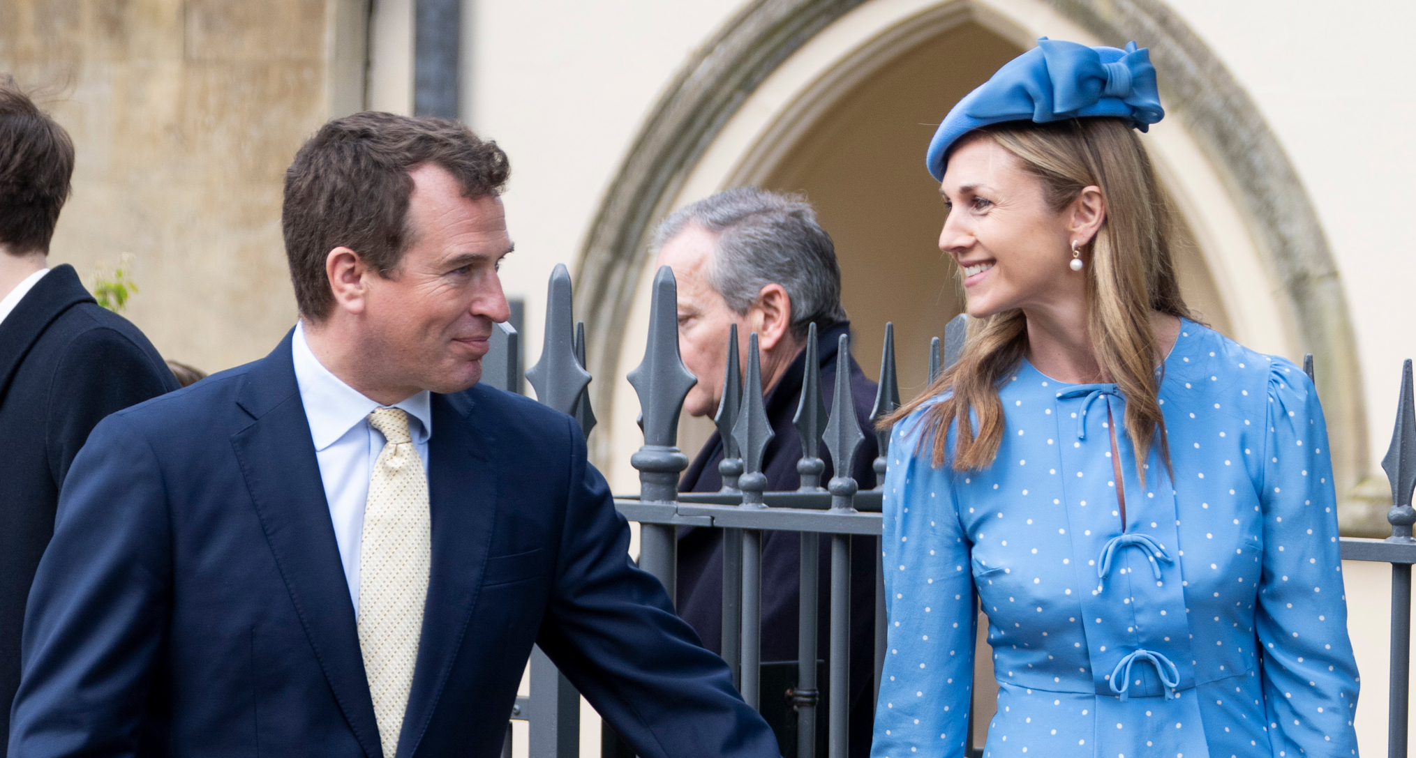 Harriet Sperling holding hands with Peter Phillips