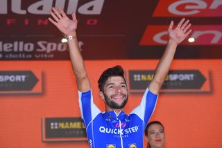 Fernando Gaviria celebrating win number four at the Giro d'Italia