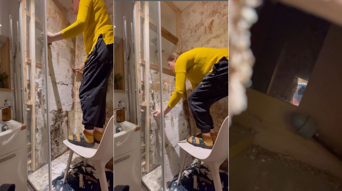 British woman finds a second shower behind her bathroom wall 