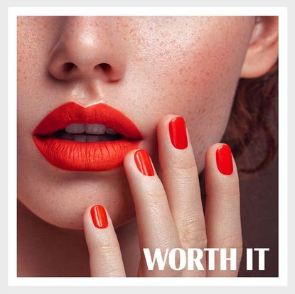 Nail polish, Red, Nail, Nail care, Cosmetics, Skin, Manicure, Lip, Beauty, Orange, 