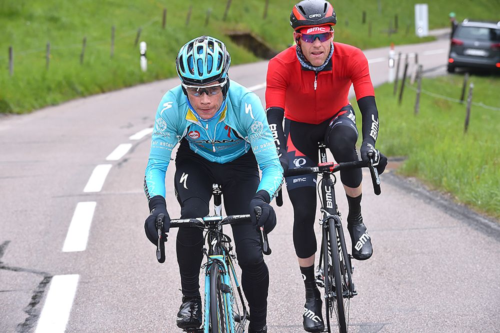 Miguel Angel Lopez (Astana) and Brent Bookwalter (BMC) were unable to peg back the break.