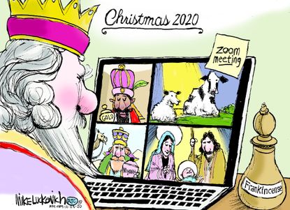 Editorial Cartoon U.S. Zoom COVID Christmas three wise men