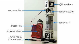 Researchers linked the spray can to a computer that tracked its movements and controlled the paint flow.