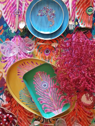 Matthew Williamson colorful plates for interior design tips