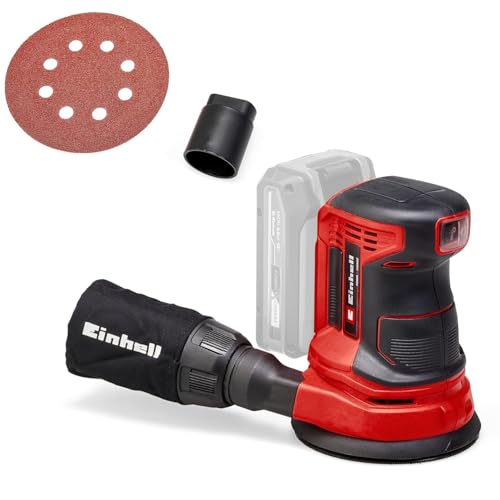 Einhell Cordless Random Orbital Sander 18v Power X-Change, Sander for Wood, Plastic and Metal, With Dust Collection, Without Battery Te-Rs 18 Li-Solo With Dust Collection